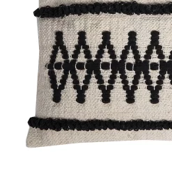 Coussin Aztec Tissé Deko & Co Coton Blanc Et Noir L.40 X L.40 Cm