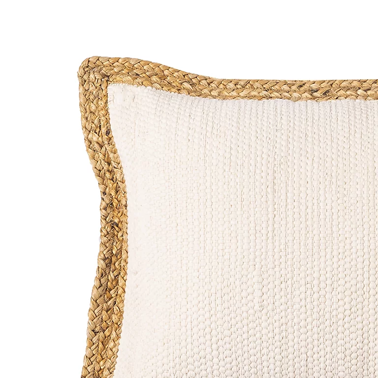 Coussin Chindi Deko & Co Blanc Et Jute L.60 X L.60 Cm 3 Coussin Chindi Deko & Co Blanc Et Jute L.60 X L.60 Cm