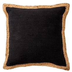 Coussin Chindi Noir Et Jute Deko & Co L.50 X L.50 Cm