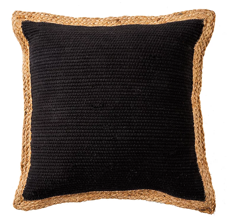 Coussin Chindi Noir Et Jute Deko & Co L.50 X L.50 Cm 3 Coussin Chindi Noir Et Jute Deko & Co L.50 X L.50 Cm