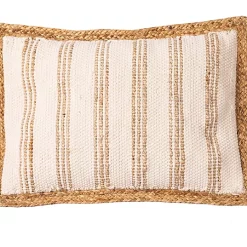 Coussin Chindi Rayé Deko & Co Blanc Et Jute L.60 X L.40 Cm