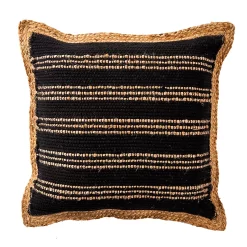 Coussin Chindi Rayé Deko & Co Noir Et Jute L.60 X L.40 Cm