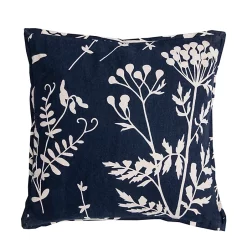 Coussin Imprimé Fleurs Deko & Co Bleu Et Blanc L.40 X L.40 Cm