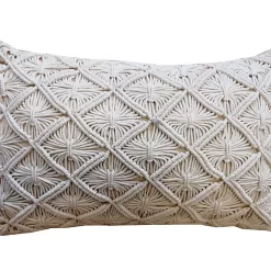 Deko & Co Coussin Macramé Deco&Co Blanc L.50 X L.30 Cm