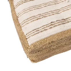 Coussin Matelas Chindi Rayé Deko & Co Blanc Et Jute L.120 X L.60 X Ep.15 Cm