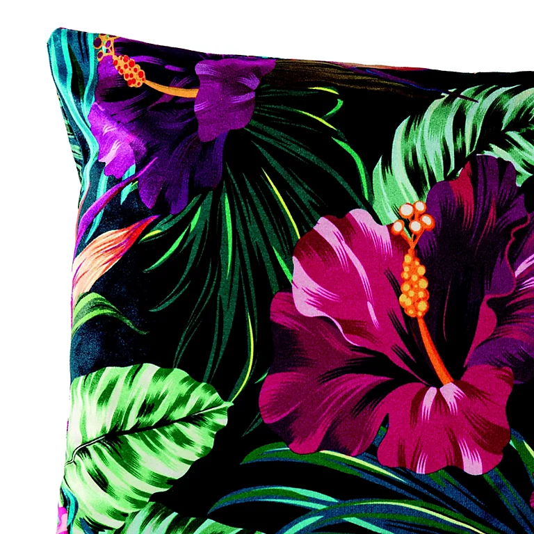 Coussin Velours Imprimé Hibiscus Deko & Co Vert Et Rose L.50 X L.30 Cm 3 Coussin Velours Imprimé Hibiscus Deko & Co Vert Et Rose L.50 X L.30 Cm