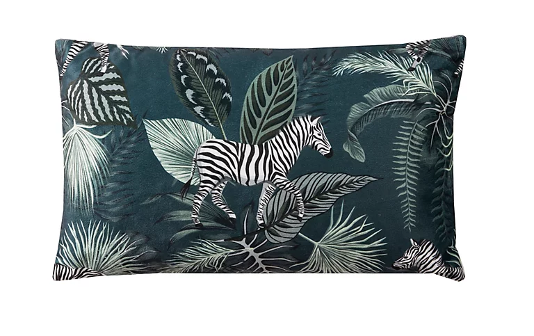 Coussin Velours Imprimé Jungle Deko & Co Vert L.50 X L.30 Cm 3 Coussin Velours Imprimé Jungle Deko & Co Vert L.50 X L.30 Cm