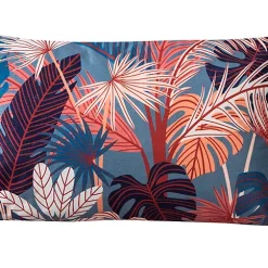 Coussin Velours Imprimé Pampa Deko & Co Rose Et Bleu L.50 X L.30 Cm