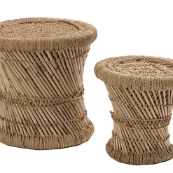 Castorama Lot 2 Tabourets En Bambou Naturel Deco&Co H.35 X Ø.38 Cm