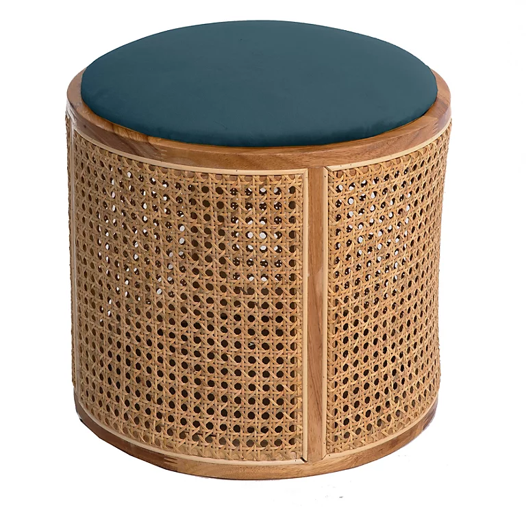 Castorama Pouf Coffre Oregon Canné Velours Deco&Co Bleu Orion Ø38 X H.38 Cm 3 Castorama Pouf Coffre Oregon Canné Velours Deco&Co Bleu Orion Ø38 X H.38 Cm