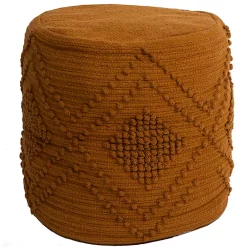 Castorama Pouf Rond Bouclette Deco&Co Orange Tabac H.40 X L.35 Cm