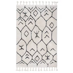 Castorama Tapis Berber Franges Motif Berbère 100 X 150 Cm Noir Et Blanc