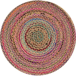Castorama Tapis Jute Tissu Recyclé Multicouleur Deko & Co ⌀90cm