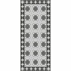 Castorama Tapis Vinyle Motif Arabesques Blanc, Noir Et Gris L.116 X L.49,5 Cm X Ep. 2 Mm