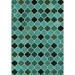 Castorama Tapis Vinyle Motif Arabesques Vertes L.95 X L.66 Cm X Ep. 2 Mm