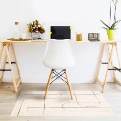 Castorama Tapis Vinyle Motif Courbes Noires Fond Beige L.83x L.49,5 Cm X Ep. 2 Mm