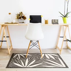 Castorama Tapis Vinyle Motif Feuilles Et Palmes Marron Et Beige L.95 X L.66 Cm X Ep. 2 Mm