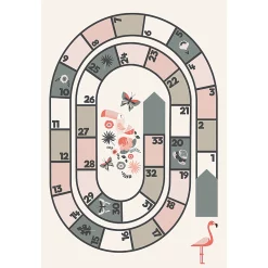 Castorama Tapis Vinyle Motif Jeu De L'oie Rose, Gris Et Blanc L.95 X L.66 Cm X Ep. 2 Mm