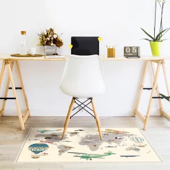 Castorama Tapis Vinyle Motif Planisphère Enfant L.95 X L.66 Cm X Ep. 2 Mm