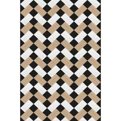 Castorama Tapis Vinyle Motif Rectangles Blancs, Noirs Et Naturels L.148,5 X L.99 Cm X Ep. 2 Mm