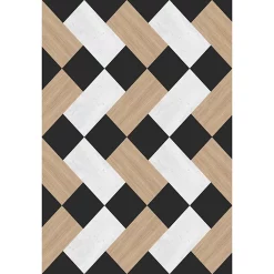 Castorama Tapis Vinyle Motif Rectangles, Carrés Blancs, Noirs Et Naturels L.95 X L.66 Cm X Ep. 2 Mm