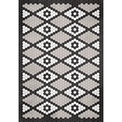 Castorama Tapis Vinyle Motif Triangles, Hexagones Blanc, Noir Et Gris L.95 X L.66 Cm X Ep. 2 Mm