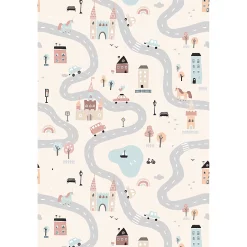 Castorama Tapis Vinyle Motif Ville Pour Enfants L.95 X L.66 Cm X Ep. 2 Mm