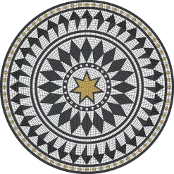 Castorama Tapis Vinyle Rond Mosaïque Blanc, Noire Et Orange ⌀99cm X Ep. 2mm