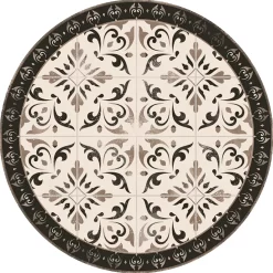 Castorama Tapis Vinyle Rond Motif Arabesques Beige Et Marron ⌀99cm X Ep. 2mm