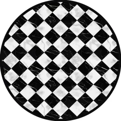 Castorama Tapis Vinyle Rond Motif Carreaux Marbre Noir Et Blanc ⌀99cm X Ep. 2mm