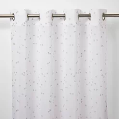 Castorama Voilage GoodHome Pyrite Blanc Motifs Argent 140 X 260 Cm