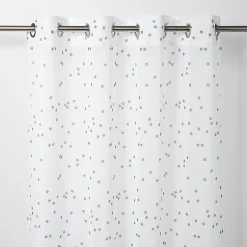 Castorama Voilage GoodHome Pyrite Blanc Motifs Gris Foncé 140 X 260 Cm